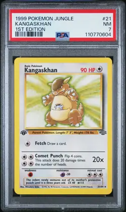 1999 POKEMON JUNGLE 1ST ED #21 KANGASKHAN PSA 7 - Image 1
