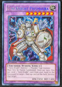 Gem Knight Prismaura 1996 1st Edition Secret Rare Yugioh Card HA06-EN020 (NM) - Image 1