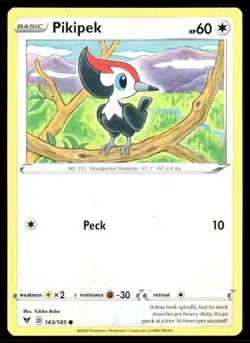 2020 Vivid Voltage Set Pokemon Card 143 Pikipek NM - Image 1
