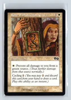 RUNE OF PROTECTION: GREEN - MTG Magic the Gathering Card - Urza's Saga - Common - Image 1