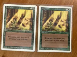Lot of 2 REGROWTH Green Cards from Revised 3rd Edition MTG 1994 - Image 1