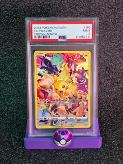 2023 POKEMON SWORD & SHIELD CROWN ZENITH #160 FULL ART/PIKACHU PSA 9 - Image 1