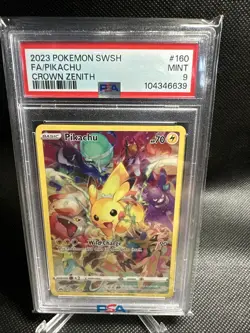 2023 POKEMON SWORD & SHIELD CROWN ZENITH #160 FULL ART/PIKACHU PSA 9 - Image 1