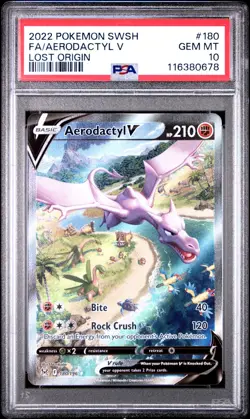Pokemon Aerodactyl V Alt Full Art 180/196 SWSH Lost Origin #180 GEM MINT PSA 10 - Image 1