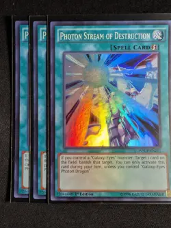 Yugioh - 3x Photon Stream of Destruction WSUP-EN011 1st Edition Super Rare NM - Image 1