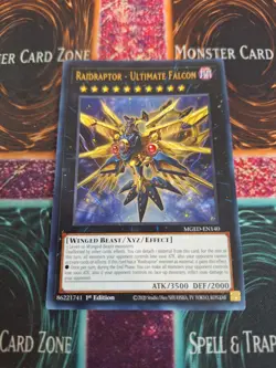 Yugioh Raidraptor - Ultimate Falcon MGED-EN140 Gold Rare 1st Edition Near Mint - Image 1