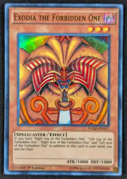 Exodia the Forbidden One 1996 1st Edition Ultra Rare Yugioh YGLD-ENA17 (MP) - Image 1