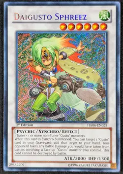 Daigusto Sphreez 1996 1st Edition Secret Rare Yugioh Card HA06-EN024 (NM) - Image 1