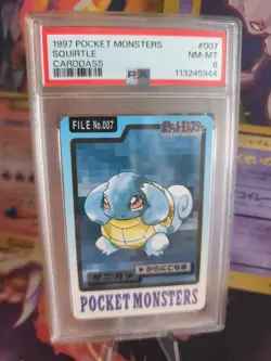 Pokemon Card Schiggy Squirtle Pocket Monsters Carddass 1997 Japanese PSA 8 - Image 1