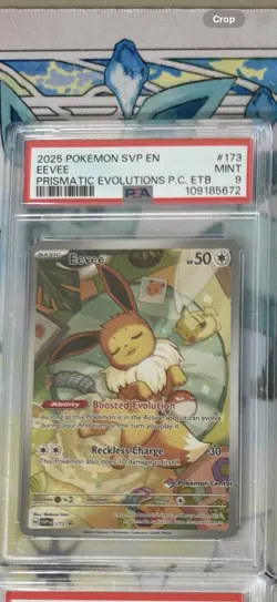 Prismatic Evolutions Pokemon Center ETB Stamped Promo SVP Eevee #173 PSA 9 - Image 1