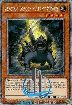 Yugioh Reactan, Dragon Ruler Of Pebbles RA03-EN254 1st ed Platinum Secret - Image 1