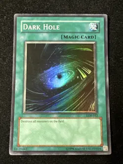 Yugioh! LP Dark Hole LOB-052 Super Rare - Unlimited Edition Lightly Played - Image 1