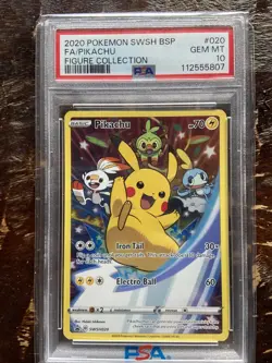 2020 Pokemon SWSH Pikachu PSA 10 Promo Figure Collection Card - Image 1