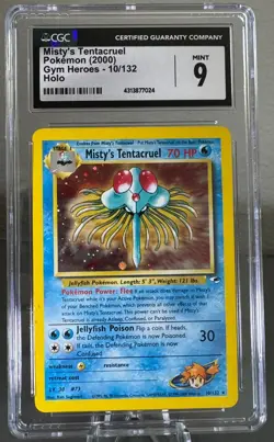 CGC 9 MINT Misty's Tentacruel 2000 Gym Heroes 10/132 Holo Pokemon Card psa - Image 1