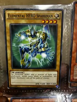 YuGiOh Elemental HERO Sparkman DEM2-EN011 Rare 1st edition Unlimited Ed Card - Image 1