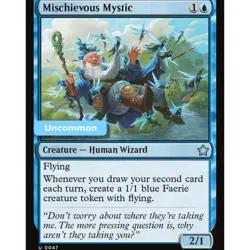 MTG Mischievous Mystic Foundations Uncommon Creature - Human Wizard NM - Image 1