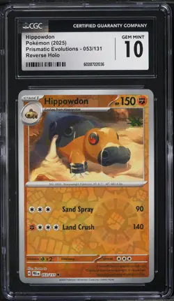 2025 Pokemon SV Prismatic Evolutions Reverse Holo Hippowdon #53 CGC 10 GEM MINT - Image 1