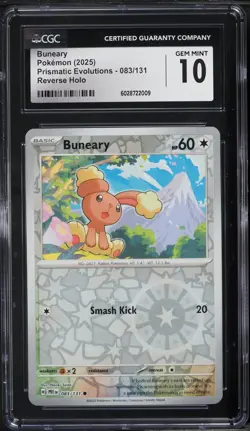2025 Pokemon SV Prismatic Evolutions Reverse Holo Buneary #83 CGC 10 GEM MINT - Image 1