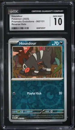 2025 Pokemon SV Prismatic Evolutions Reverse Holo Houndour #62 CGC 10 GEM MINT - Image 1