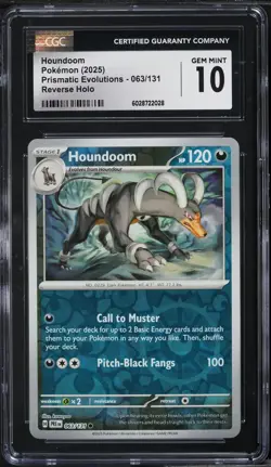 2025 Pokemon SV Prismatic Evolutions Reverse Houndoom #63 CGC 10 GEM MINT - Image 1