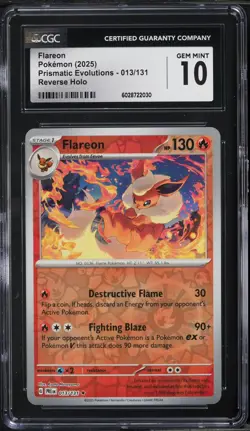 2025 Pokemon SV Prismatic Evolutions Reverse Holo Flareon #13 CGC 10 GEM MINT - Image 1