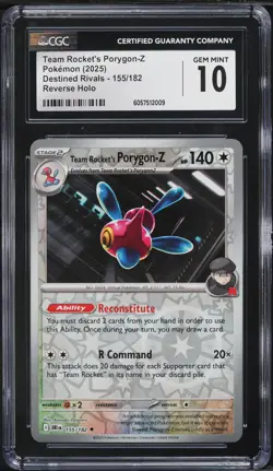 2025 Pokemon SV Destined Rivals Reverse Holo Team Rocket's Porygon-Z #155 CGC 10 - Image 1