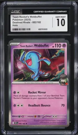 2025 Pokemon SV Destined Rivals Holo Team Rocket's Wobbuffet #82 CGC 10 GEM MINT - Image 1