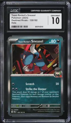 2025 Pokemon SV Destined Rivals Holo Team Rocket's Sneasel #128 CGC 10 GEM MINT - Image 1