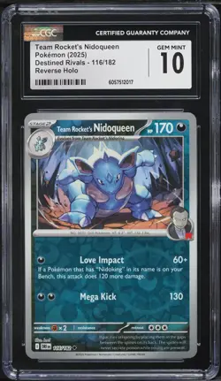 2025 Pokemon SV Destined Rivals Reverse Holo Team Rocket's Nidoqueen #116 CGC 10 - Image 1