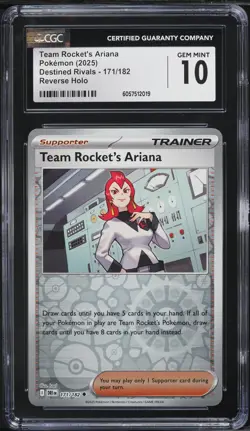 2025 Pokemon SV Destined Rivals Reverse Holo Team Rocket's Ariana #171 CGC 10 - Image 1