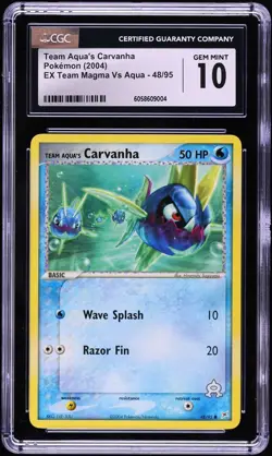 2004 Pokemon EX Team Magma Vs Aqua Team Aqua's Carvanha #48 CGC 10 GEM MINT - Image 1