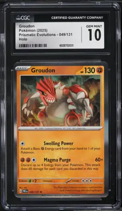 2025 Pokemon SV Prismatic Evolutions Holo Groudon #49 CGC 10 GEM MINT - Image 1