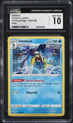 2021 Pokemon Sword & Shield Chilling Reign Holo Inteleon #43 CGC 10 GEM MINT - Image 1