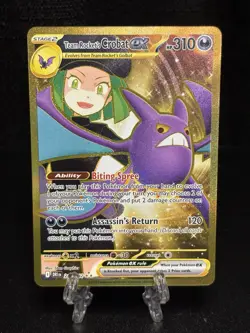 Pokemon TCG Destined Rivals Team Rocket's Crobat EX 242/182 Gold Hyper Rare NM - Image 1