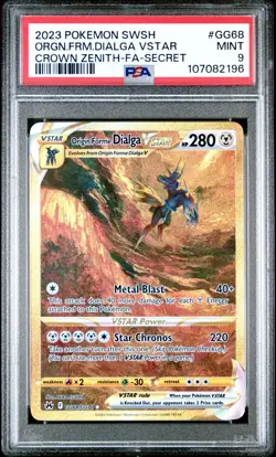 POKEMON SWSH ORGN FRM DIALGA VSTAR CROWN ZENITH FA SECRET PSA #GG68 MINT 9 - Image 1
