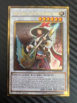 Yugioh Virgil, Rock Star of the Burning Abyss PGL3-EN061 Gold Rare 1st Ed DMG - Image 1