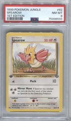 1999 POKEMON JUNGLE 1ST EDITION SPEAROW 62/64 PSA 8 - Image 1