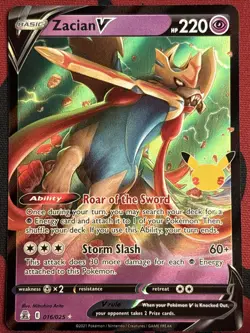Zacian V - 016/025 - Pokemon Celebrations Sword & Shield Ultra Rare Card NM - Image 1