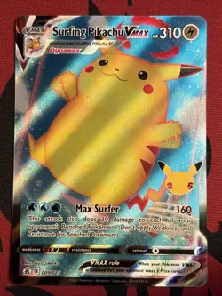 Surfing Pikachu VMAX - 009/025 - Pokemon Celebrations Sword Shield Rare Card NM - Image 1