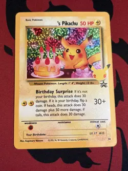 Birthday Pikachu - 24 - Pokemon Celebrations Classic Collection Holo Card NM - Image 1