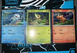 Pokemon Black Bolt White Flare Horizontal Holo Poster Set Oshawott Snivy Tepig - Image 1