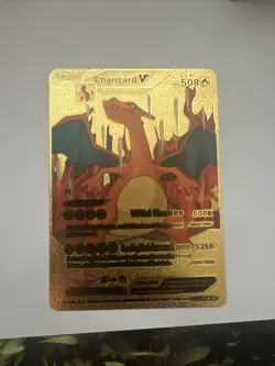 Pokemon V Evolution Charizard V HP 508 LV 91 Gold Foil Fan Art Card - Image 1