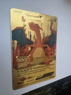 Pokemon V Evolution Charizard V HP 508 LV 91 Gold Foil Fan Art Card - Image 2