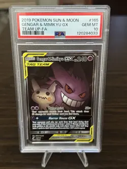 Gengar & Mimikyu GX Tag Team Alt Full Art 165/181 SM Team Up PSA 10 Pokemon Card - Image 1