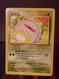 Pokemon Koffing Card 051/102 Regular Finish, Vintage Base Set ( LP ) - Image 1