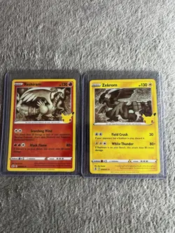 Pokemon TCG Celebrations Reshiram 02 AND Zekrom 10 NM Holo Foil 25th Anniversary - Image 1