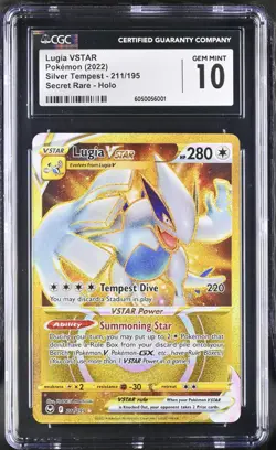 Pokemon CGC 10 GEM MINT Silver Tempest Secret Rare Lugia VSTAR 211/195 - Image 1