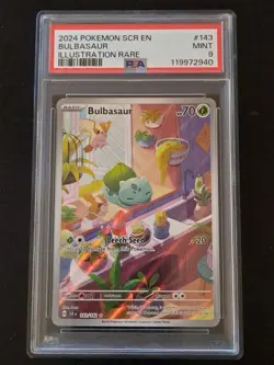2024 Pokemon SV Stellar Crown Bulbasaur #143/142 PSA 9 - Image 1