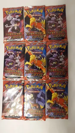 Pokemon Tcg Destined Rivals Unopened Single Packs Lot Of 9 - Image 1