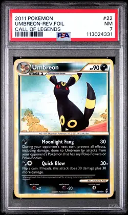 2011 POKEMON CALL OF LEGENDS UMBREON #22 REVERSE FOIL PSA 7 NM #113024331 - Image 1